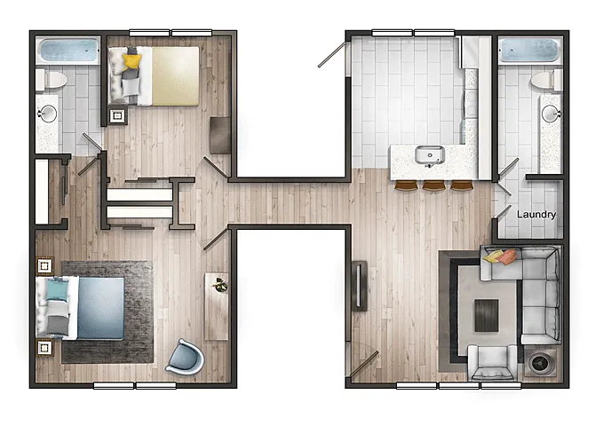 Floor plan 2 Bedroom 2 Bathroom