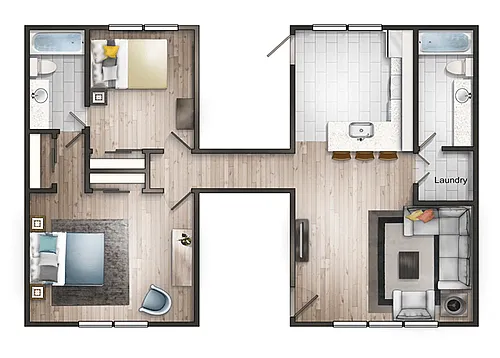 Floor plan 2 Bedroom 2 Bathroom