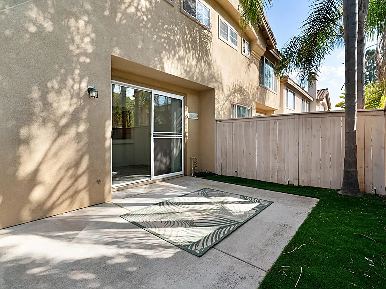 Shaded patio with hookup for gas BBQ.