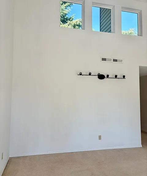 Living room with vaulted ceilings