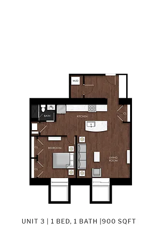 Floor plan 1 Bed | 1 Bath