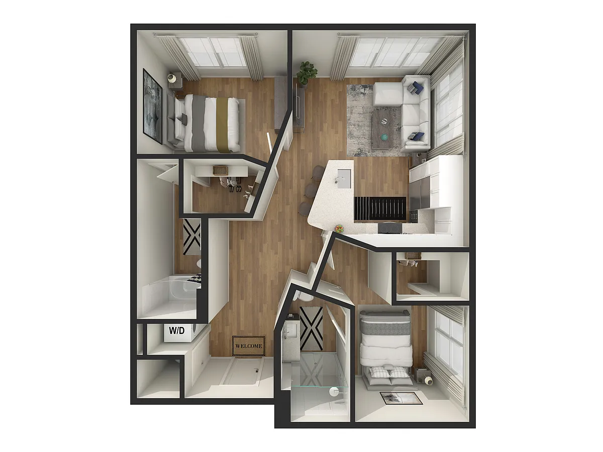 Floor plan 2BR/2BA - B2
