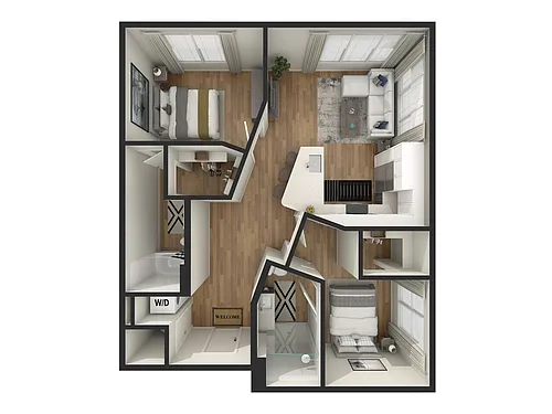 Floor plan 2BR/2BA - B2