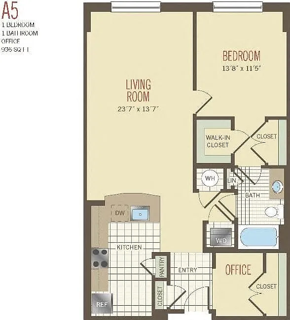Floor plan 1 bedroom/1 bath