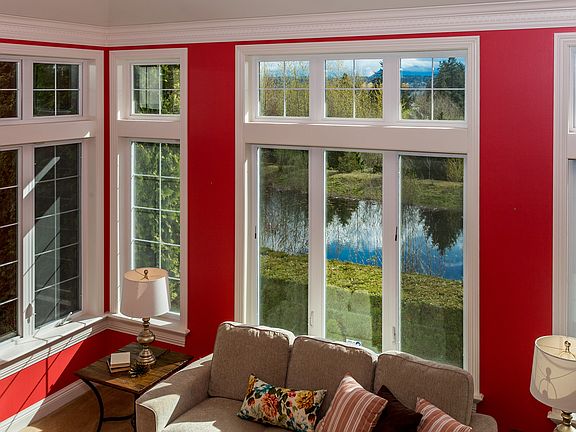 Living room with pond view