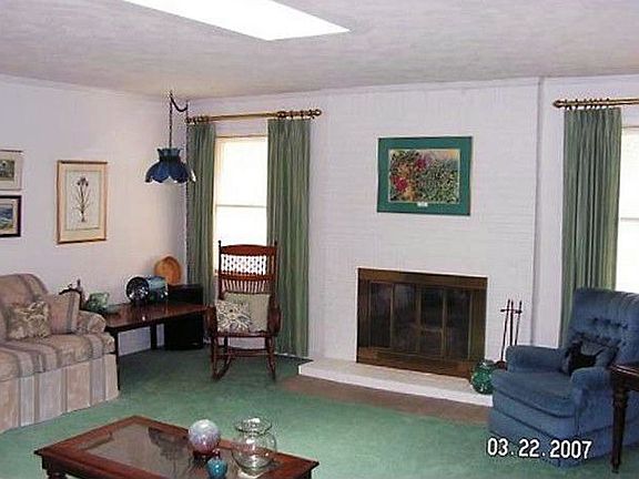 Spacious living room with skylight