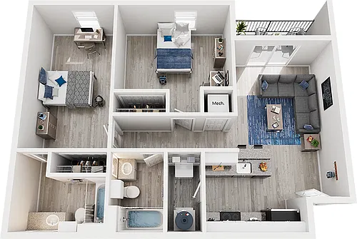 Floor plan 2 Bed x 2 Bath Premium
