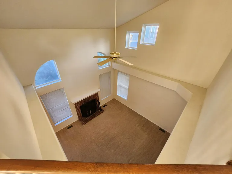 Looking down on family room