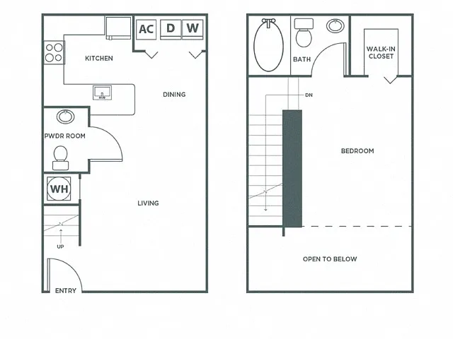 Floor plan One Bedroom One Bath (839 SF)