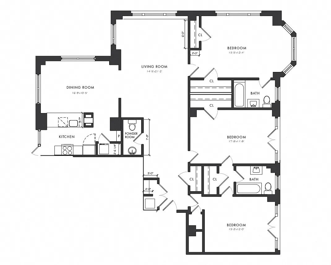 Floor plan Residence A - 3 Bedroom Executive