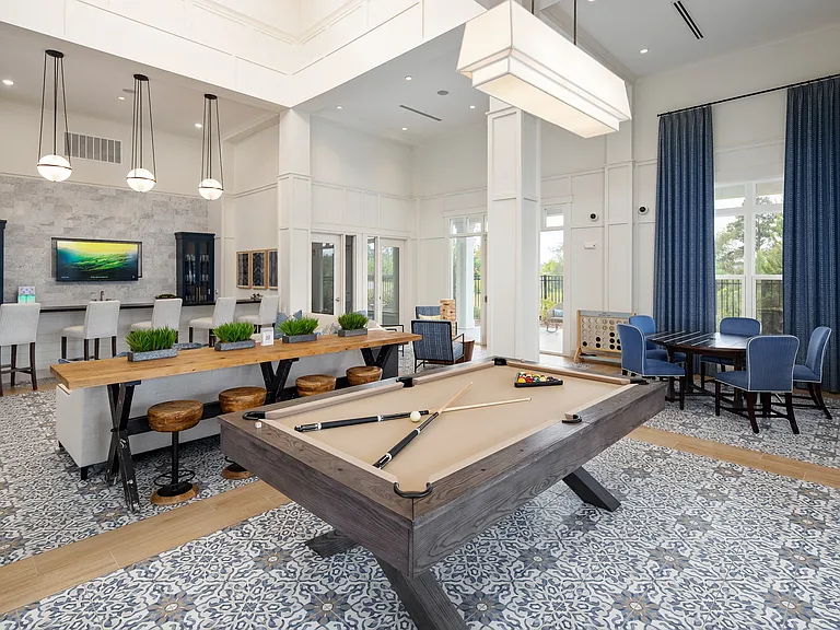Resident clubhouse with billiard table
