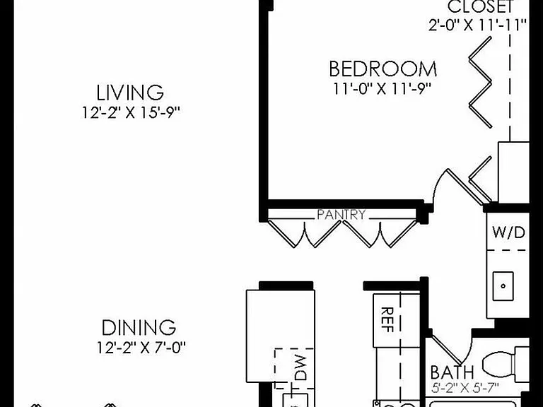 Explore The Corsican's well-designed 1-bedroom layout with a charming balcony. Explore The Corsican's well-designed 1-bedroom layout with a charming balcony.