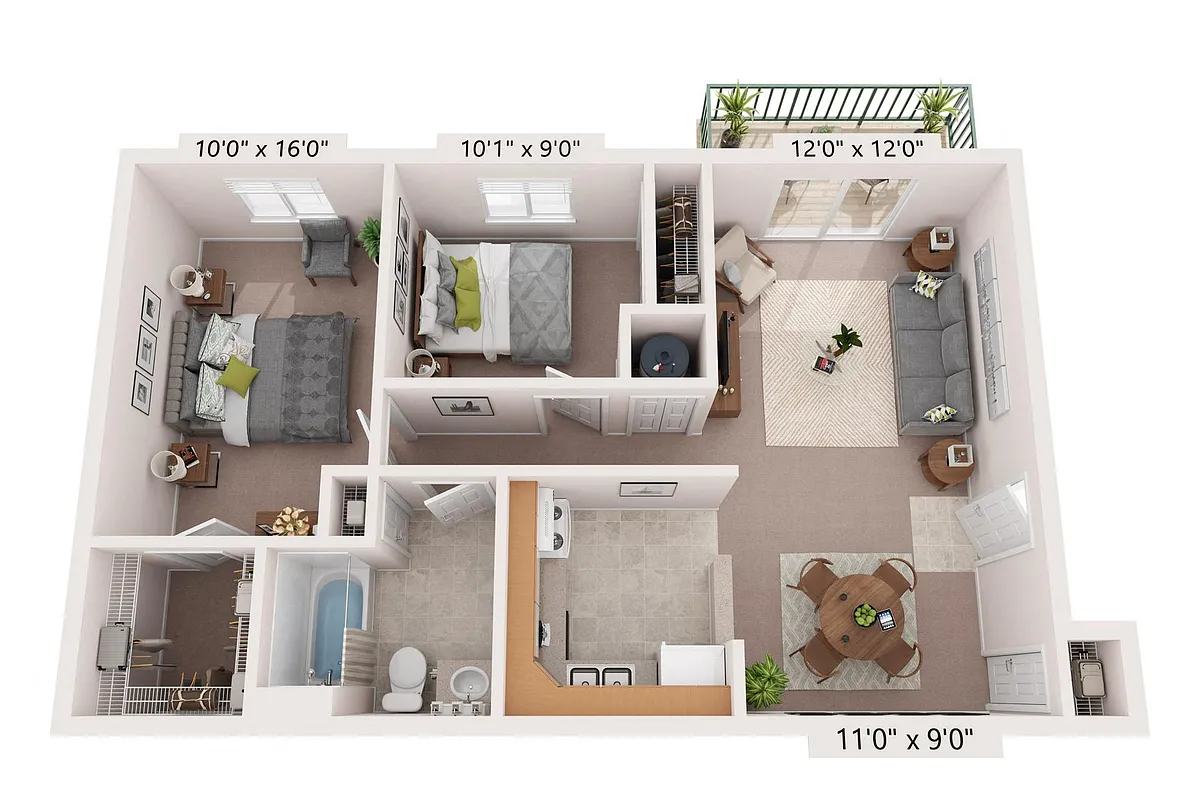 Floor plan 2 BRM 1 BTH