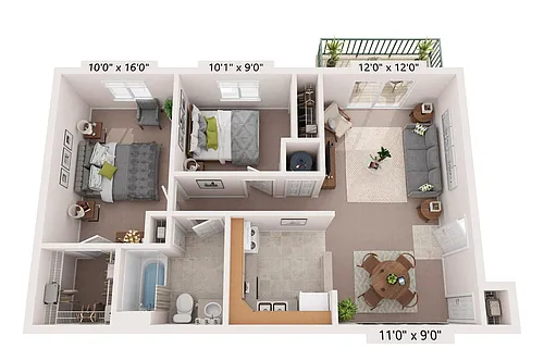 Floor plan 2 BRM 1 BTH