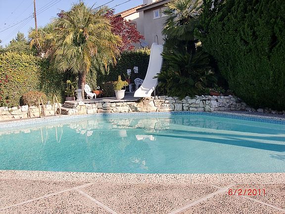 large pool with slide