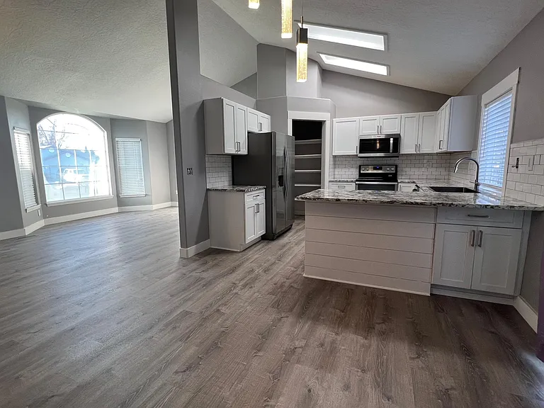 Kitchen and formal living room