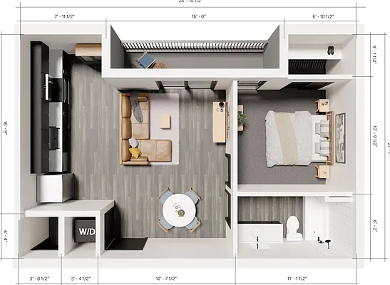 1 Bedroom Unit A3 1 Bedroom Unit A3
