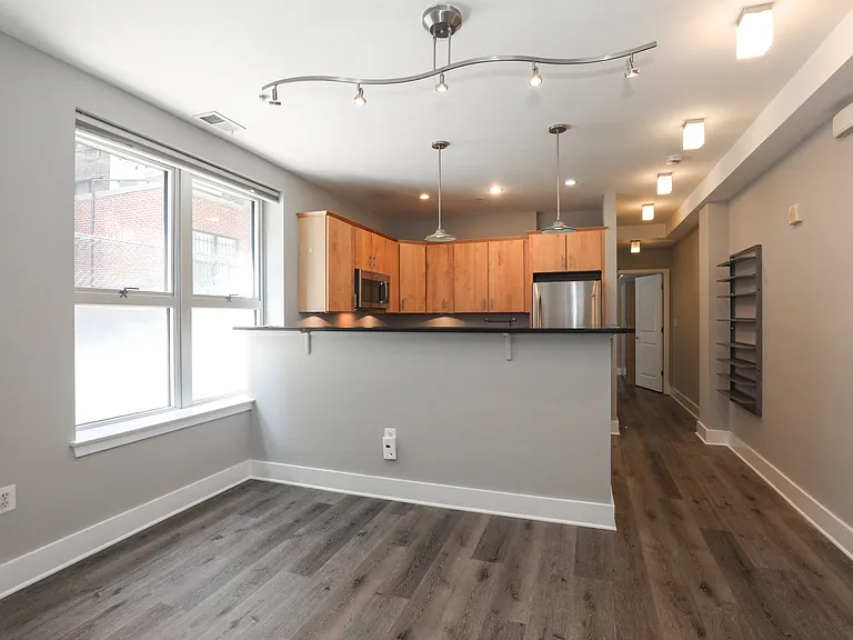 Modern Open-Concept Living Room & Kitchen _ Hardwood Floors & Natural Light