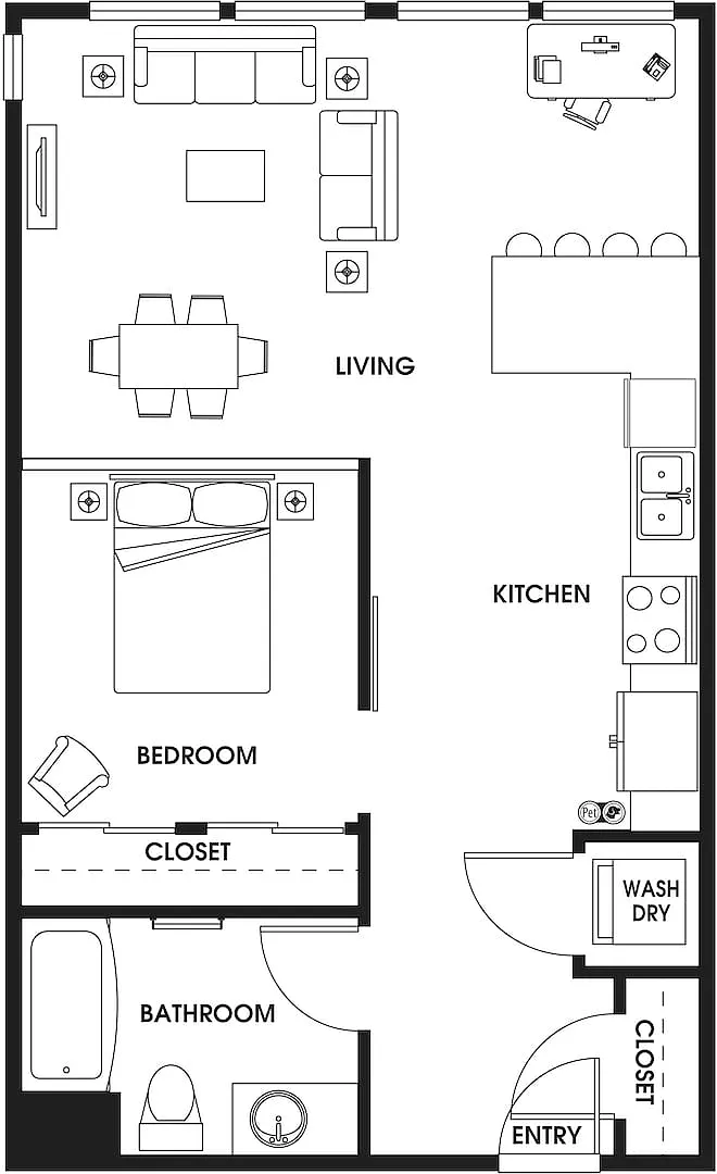 Floor plan U6 Open One Bed