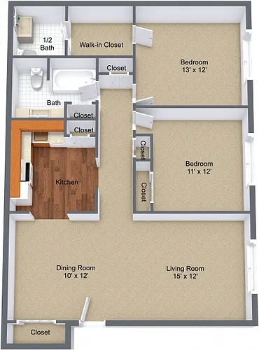 Floor plan Two Bedroom Large