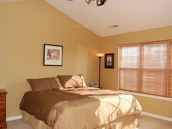 Master bedroom with cathedral ceiling