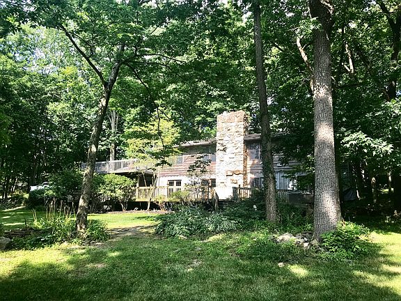 Back of home, hot tub, decks