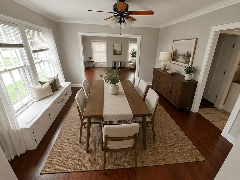 staged dining area