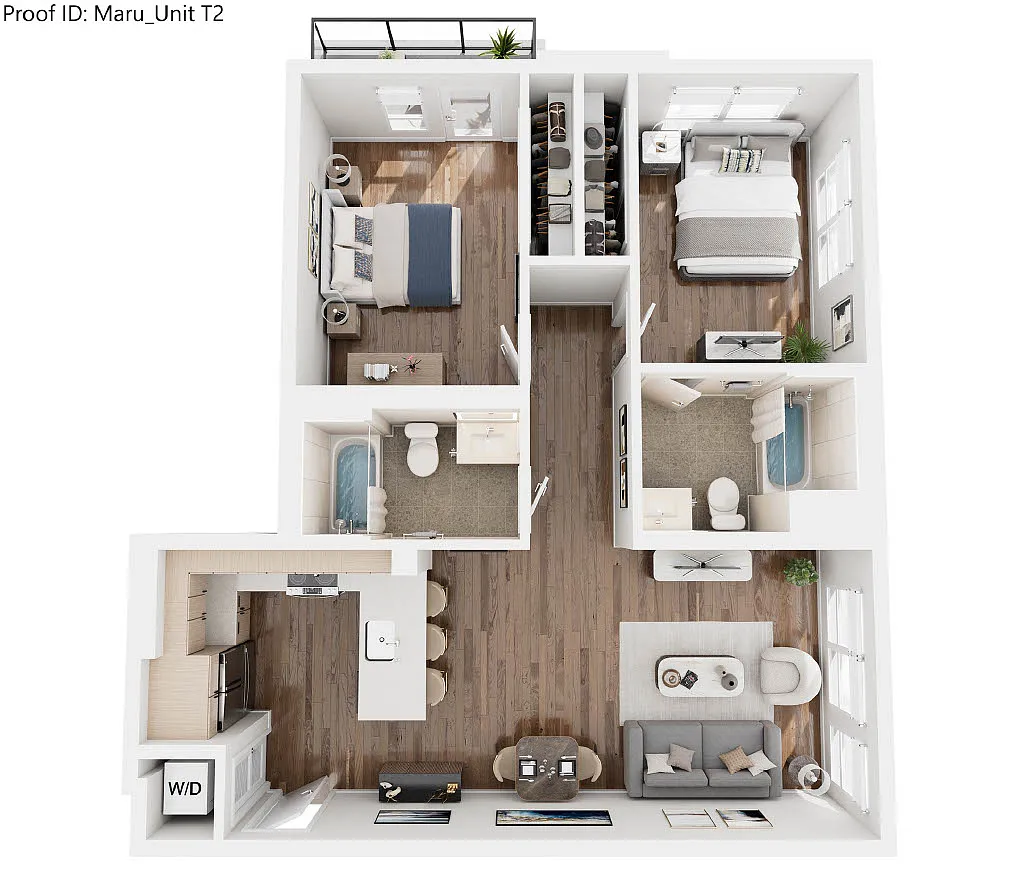 Floor plan T2 - 2 Bedroom