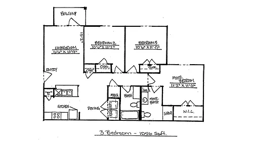 Floor plan 3 Bedroom - Select PBV Units