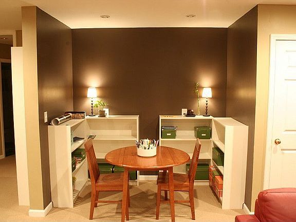 Craft area in basement.