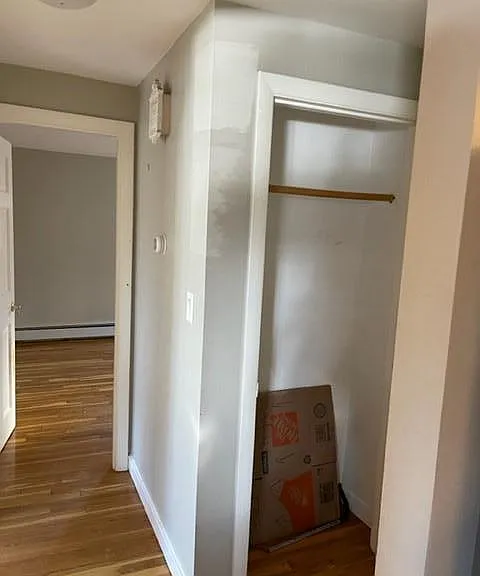 hall closet (master bed ahead, bathroom right)