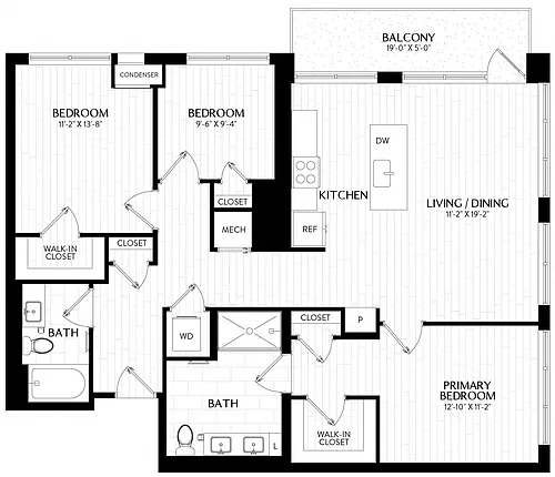 Floor plan 3 Bed/2 Bath-D2