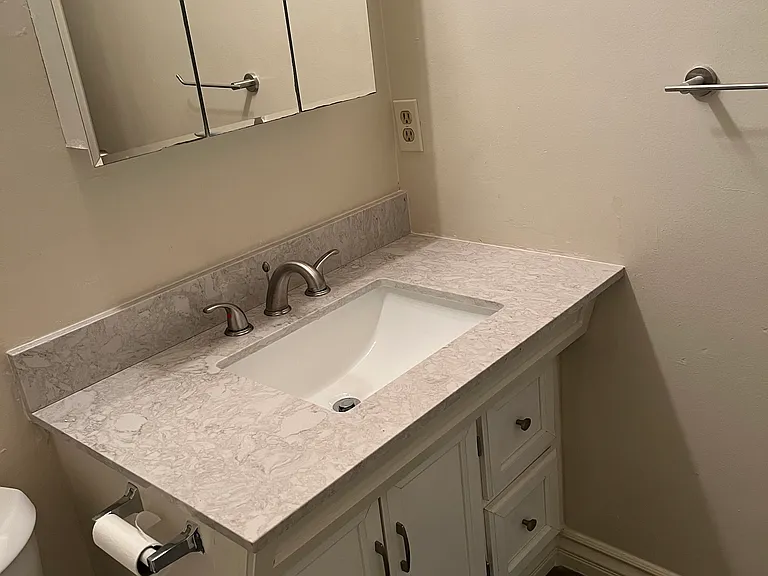 bathroom with new vanity