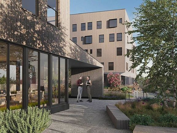 Rendering of Building Entrance and Landscaping