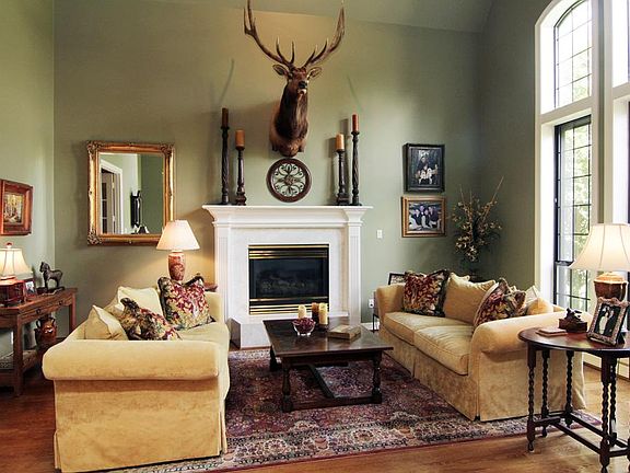 Formal living room with fireplace