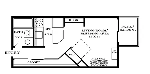 Floor plan Studio 435 SF