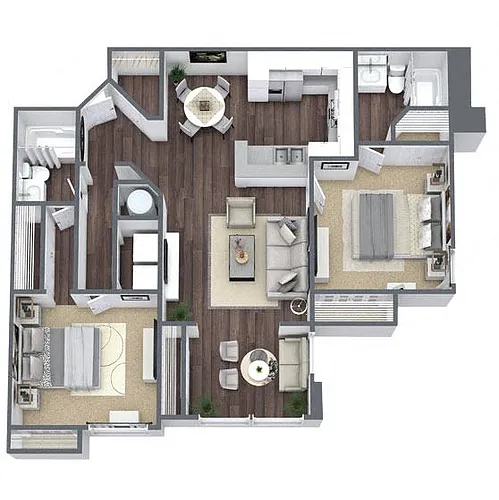 Floor plan B3: 2 Bed 2 Bath