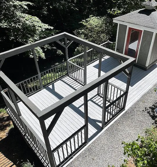 Patio is newly painted and has a bbq