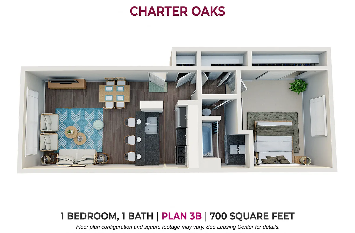 Floor plan One Bedroom Plan 3B