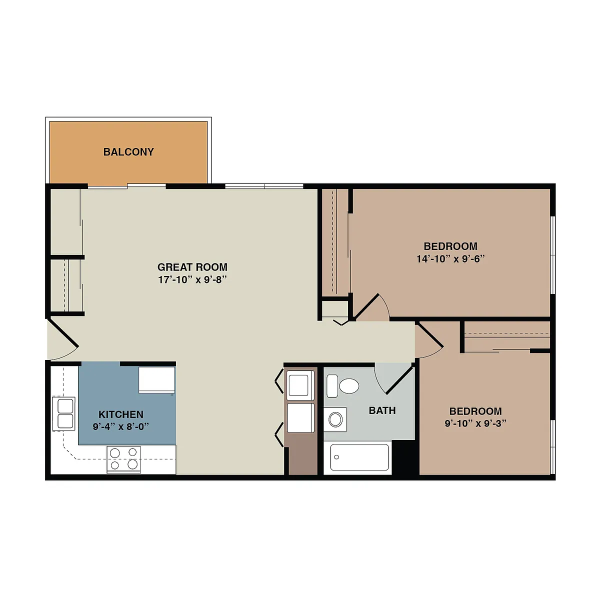 Floor plan 2 Bedroom Balcony
