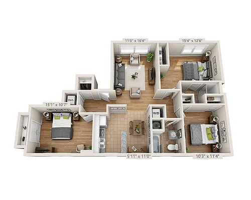 Floor plan 3 Bed 2 Bath
