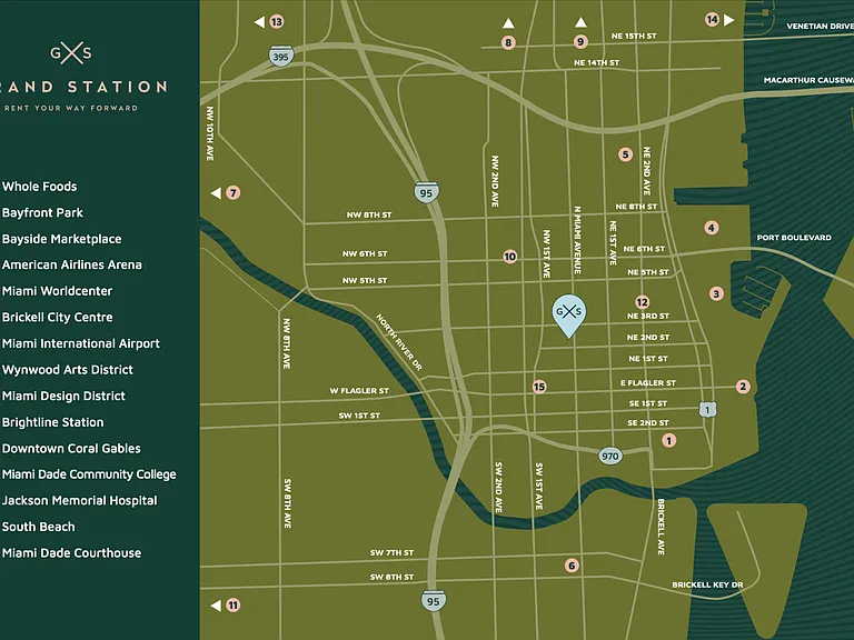 Grand Station Points Of Interest Map | Rent Your Way Forward Today | Downtown Miami