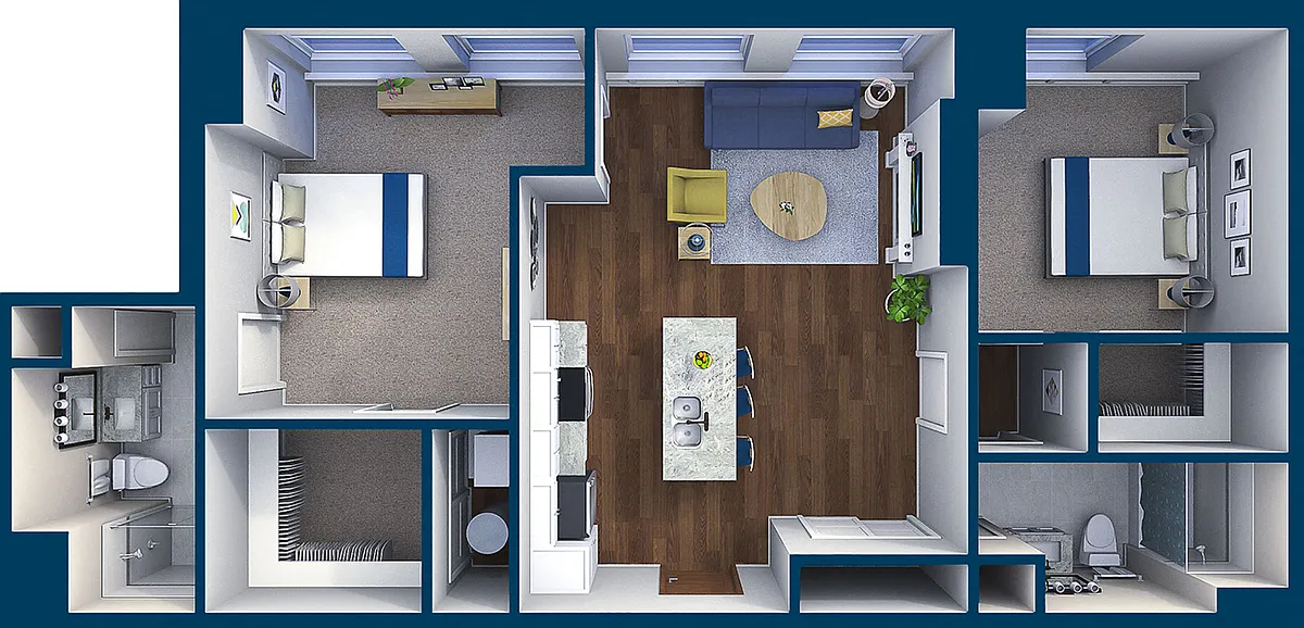 Floor plan Suite Style 03 - 2 Bedroom 2 Bath