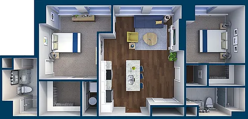 Floor plan Suite Style 03 - 2 Bedroom 2 Bath