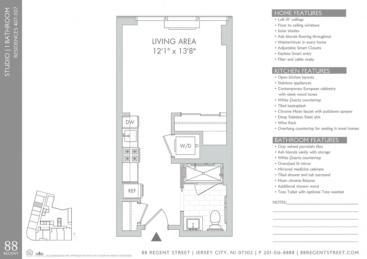 Floor plan 88 Regent - Studio S1c