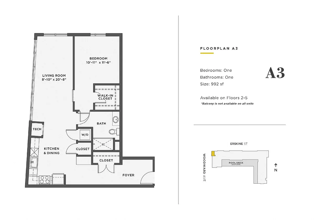 Floor plan 1 Bedroom Unit - A3