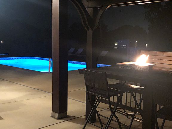 Night view with firepit