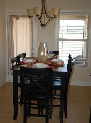 Eating area with windows