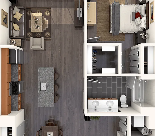 B3: 1 Bed, 1 Bath