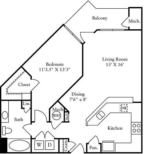 Floor plan 1 Bedroom C